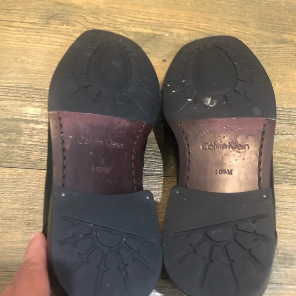 Calvin Klein Black Leather‎ Hervey Shoes Sz. 10.5
